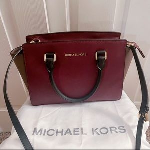 Michael Kors Medium Selma Two Toned Colorblock Satchel Bag